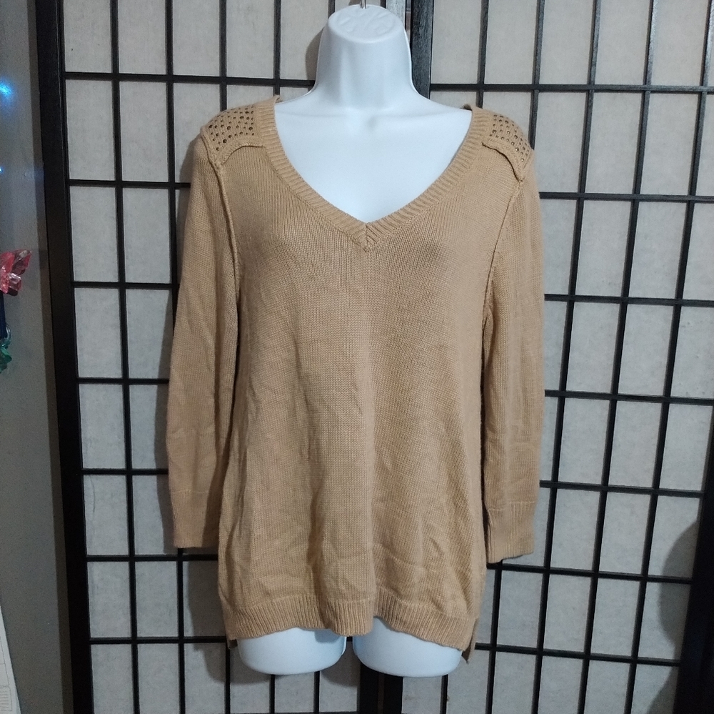 Willi Smith Camel Studded Sweater sz M